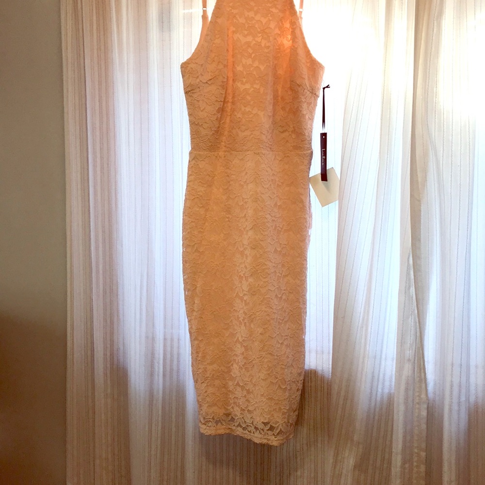 Light pink open back cocktail dress